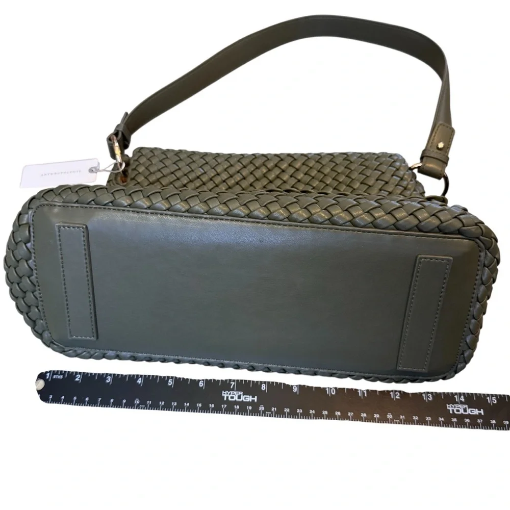 NWT Anthropologie Olive Green Woven Shoulder Bag - Picture 6 of 7
